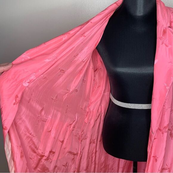Dynasty Robe Vintage Silk Butterfly Pattern Belt Vtg Pink Size Small Medium - Picture 8 of 16